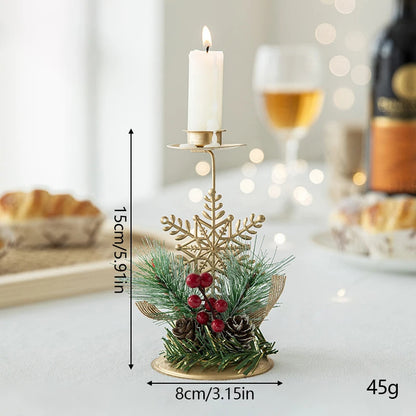 Christmas Candle Holder Luxury Iron Art Snowflake Christmas Tree Candlestick Table Ornaments For Navidad New Year Party Dinner Decor 2025