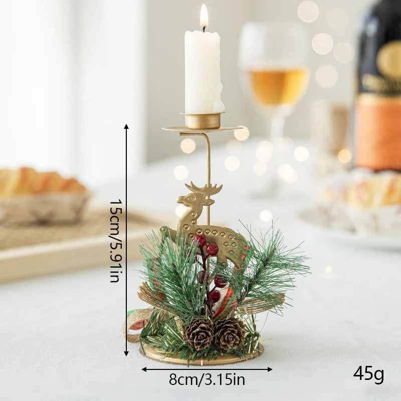 Christmas Candle Holder Luxury Iron Art Snowflake Christmas Tree Candlestick Table Ornaments For Navidad New Year Party Dinner Decor 2025