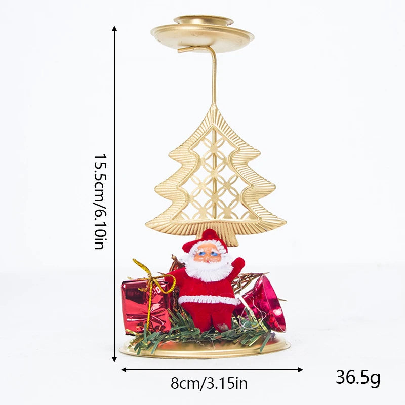 Christmas Candle Holder Luxury Iron Art Snowflake Christmas Tree Candlestick Table Ornaments For Navidad New Year Party Dinner Decor 2025