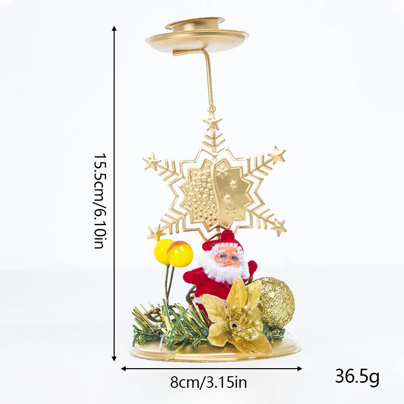 Christmas Candle Holder Luxury Iron Art Snowflake Christmas Tree Candlestick Table Ornaments For Navidad New Year Party Dinner Decor 2025