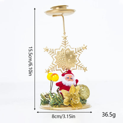 Christmas Candle Holder Luxury Iron Art Snowflake Christmas Tree Candlestick Table Ornaments For Navidad New Year Party Dinner Decor 2025