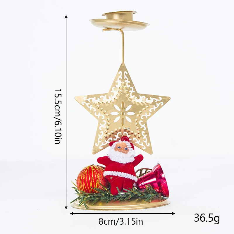 Christmas Candle Holder Luxury Iron Art Snowflake Christmas Tree Candlestick Table Ornaments For Navidad New Year Party Dinner Decor 2025