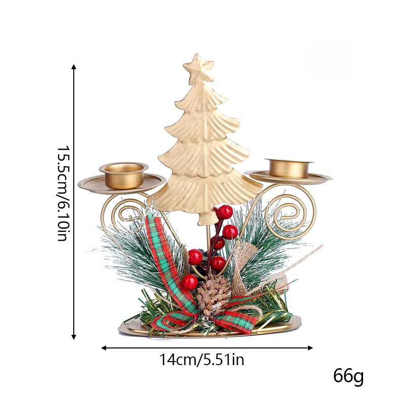 Christmas Candle Holder Luxury Iron Art Snowflake Christmas Tree Candlestick Table Ornaments For Navidad New Year Party Dinner Decor 2025