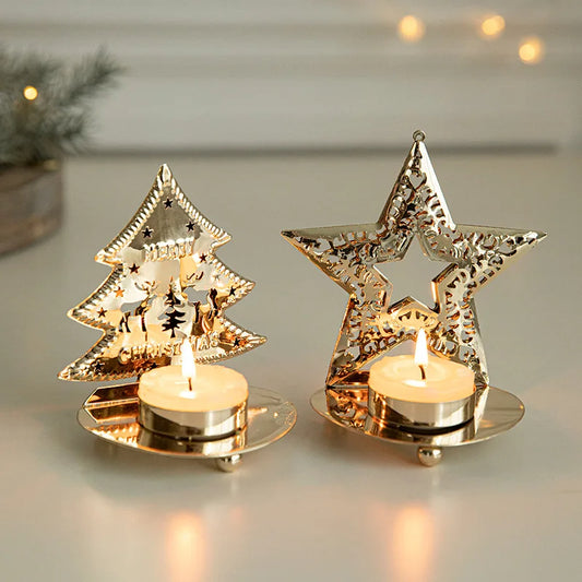 Gold Metal Christmas Candle Holder 6