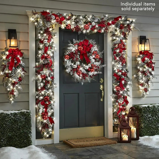 Christmas Rattan Wreaths For Doors New Year Decorations Flower Garland Outdoor Home Decor Christmas Decoration 2024 1