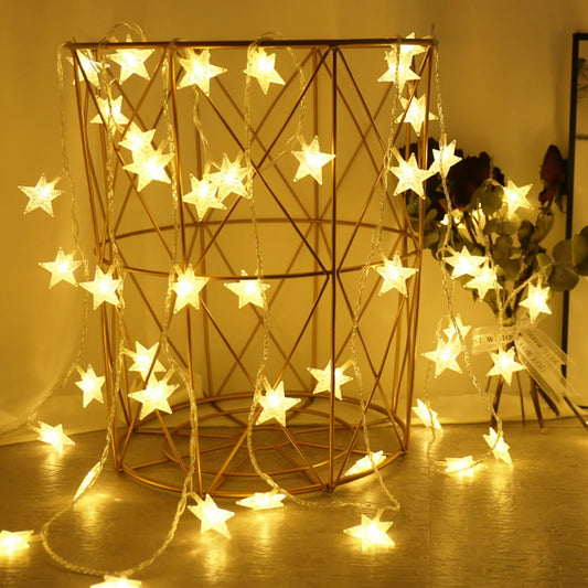 Christmas Garland Star Chain Bulb Fairy LED String Lights Decorations For Christmas Party Home Wedding Garden Decor